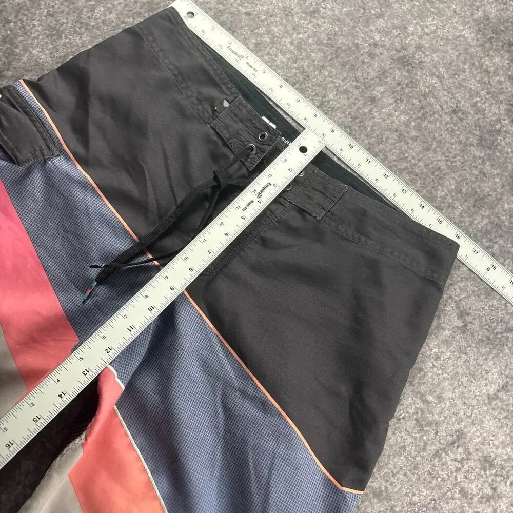Quiksilver Men’s 32 Y2K Cargo Board Shorts Colorblock Black Gray Orange
